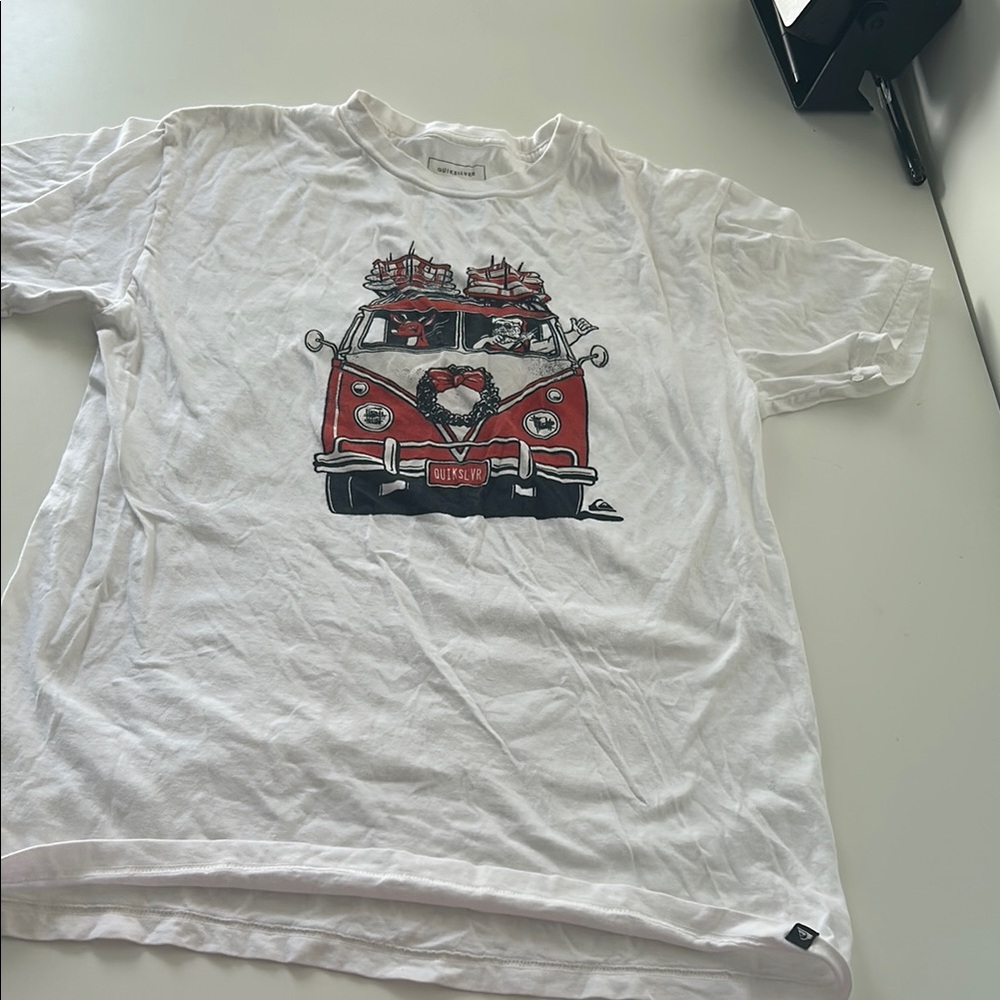 Quiksilver White Tee with Red Graphic